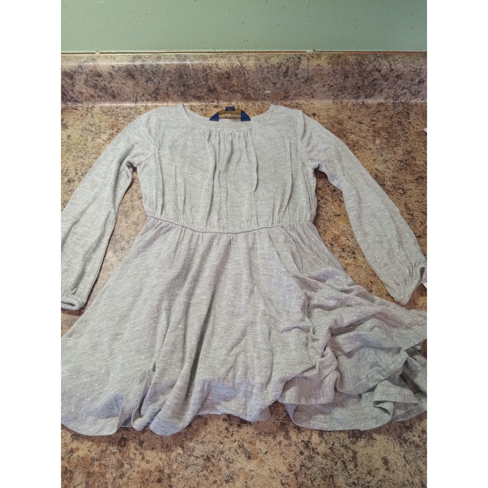 Polo Ralph Lauren Toddler Girls Gray Polka Dot Long Sleeve Jersey Dress 3T NEW